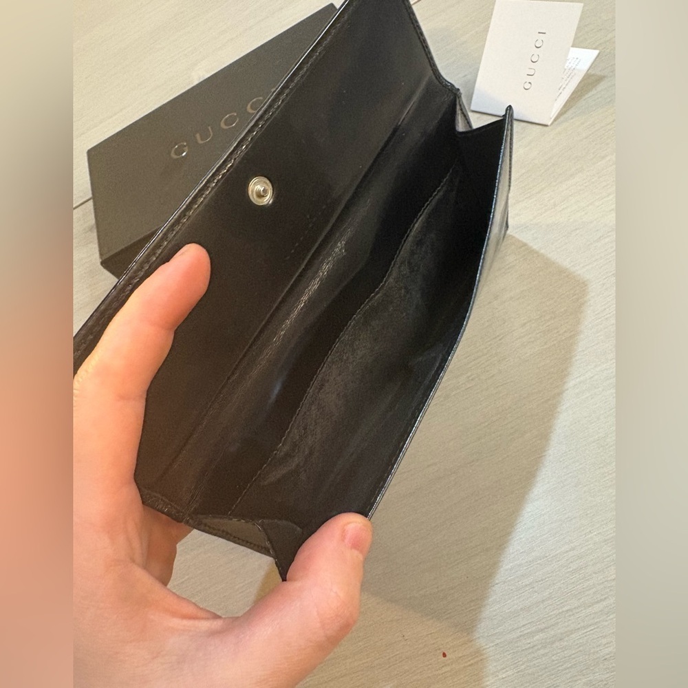 🖤 Gucci Black Patent Leather Long Wallet / Continental Wallet in Box - Picture 8 of 17